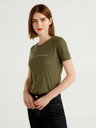 Benetton ženska majica sa logom od štrasa, 100% pamuk 
