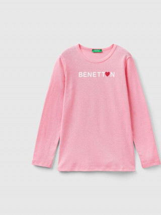Benetton majica sa gliter štampom za devojčice, 100% bio pamuk 