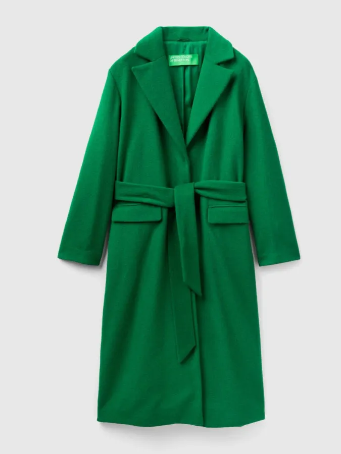 Benetton dugački ženski kaput sa pojasem 