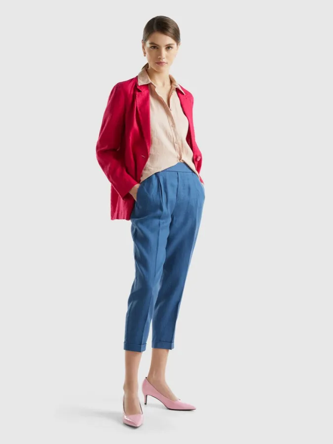 Benetton ženske lanene pantalone 