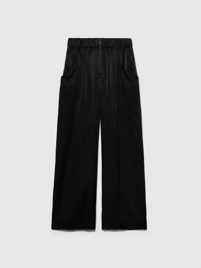 Sisley ženske pantalone od satena flare fit 