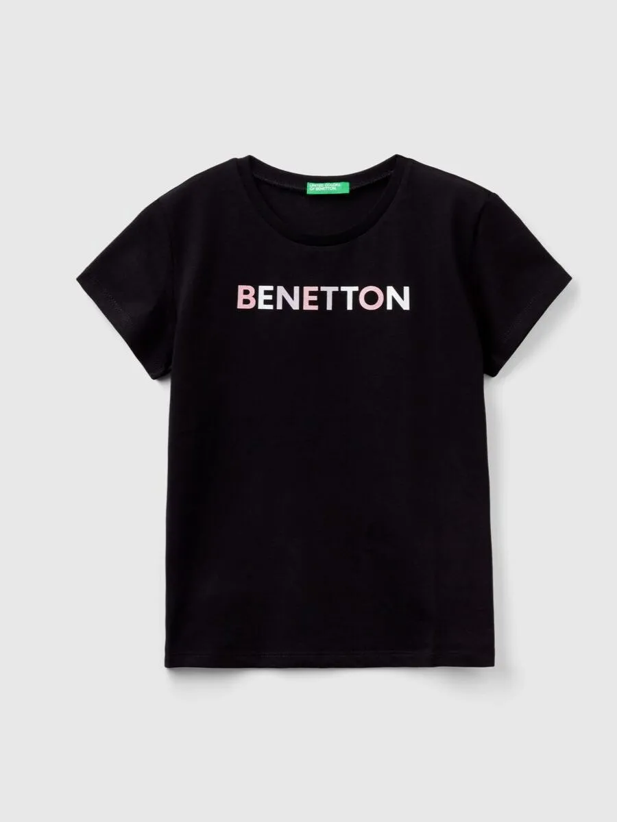 Benetton majica sa gliter štampom za devojčice, 100% bio pamuk 