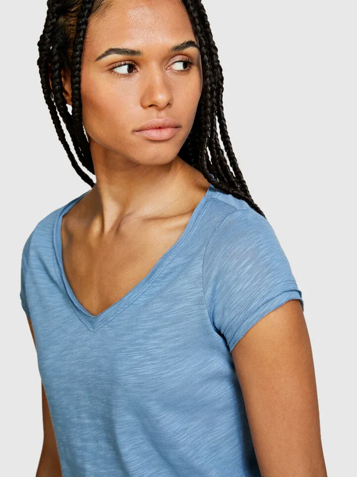 Sisley ženska majica na v izrez, mešavina modala i bio pamuka 