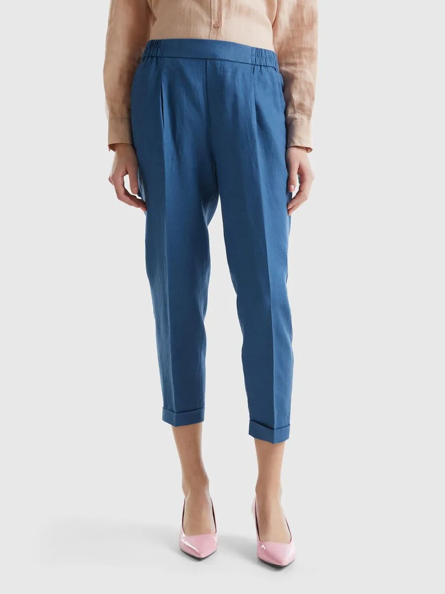 Benetton ženske lanene pantalone 